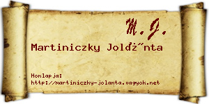 Martiniczky Jolánta névjegykártya